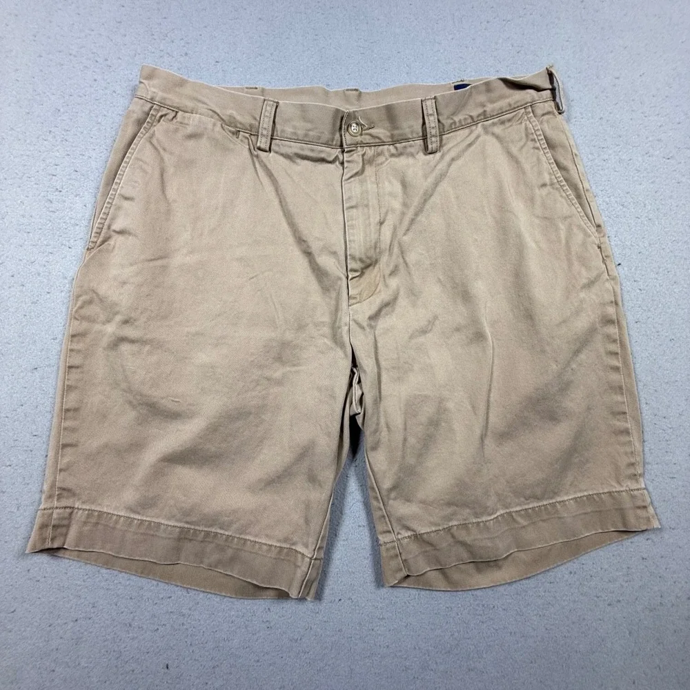 Polo Ralph Lauren Mens Chino Shorts Tan Khaki Cotton Twill Flat Front 36